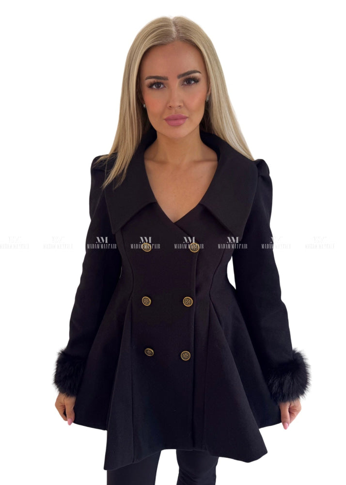 Rhian Black Fur Coat