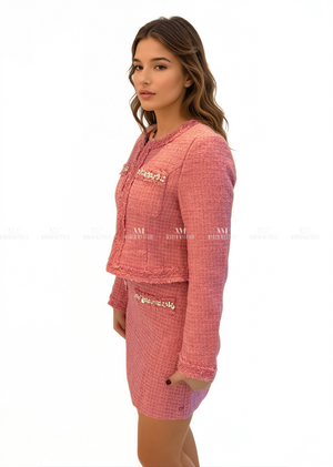 Amira Pink Tweed Suit Co Ords