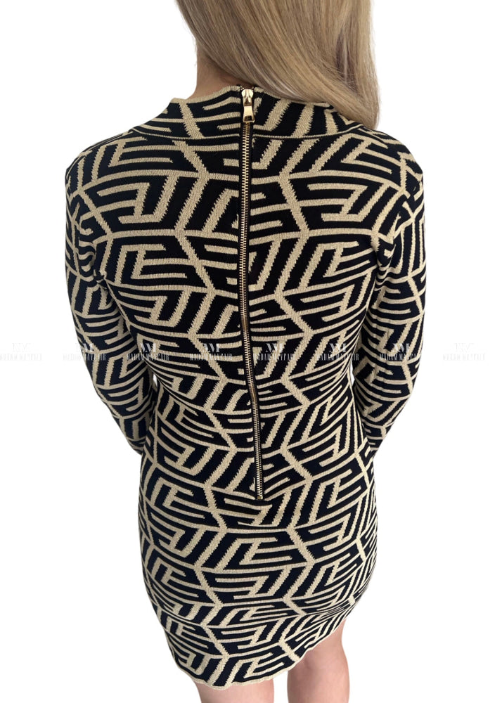 Andrea Black Geometric Dress Dresses