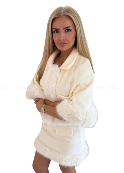 Angelica Faux Fur Cape Suit