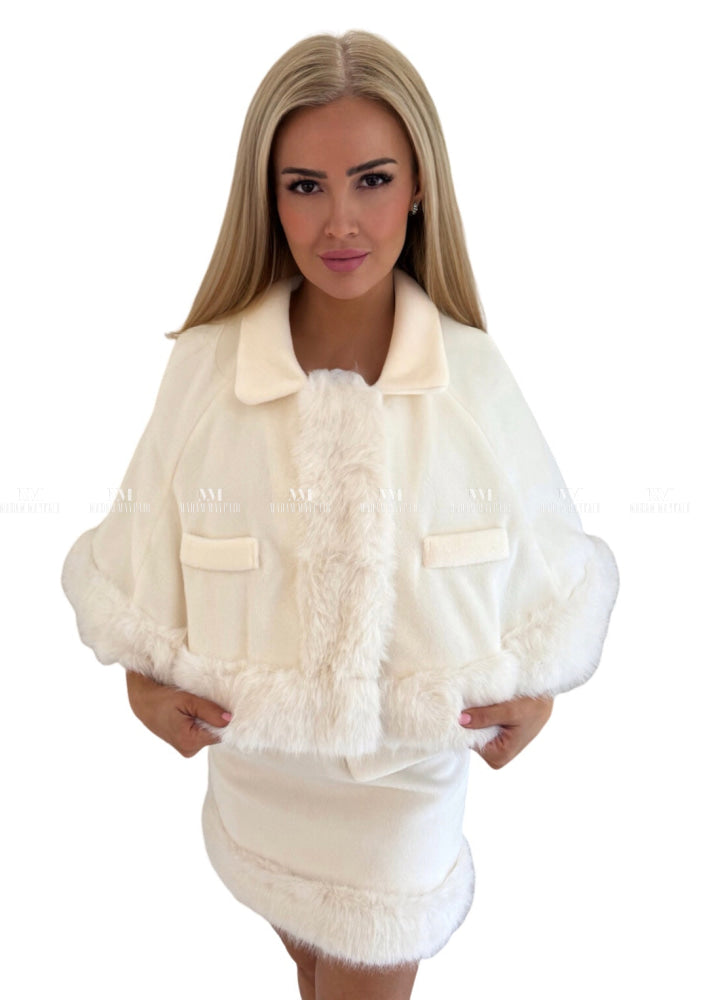 Angelica Faux Fur Cape Suit UK 6