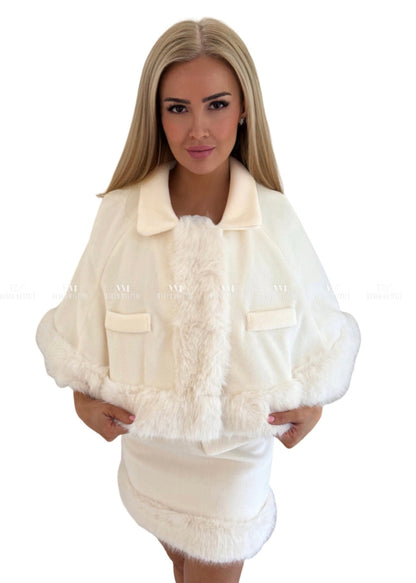 Angelica Faux Fur Cape Suit UK 6