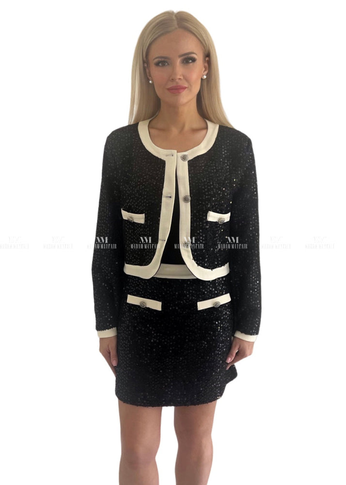 Annalise Black Sequin Suit Uk 6