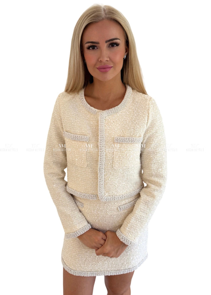 Anoushka White Sequin Suit UK 6