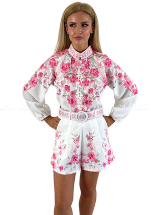 Aubrey White Floral Short Set Outfit Sets