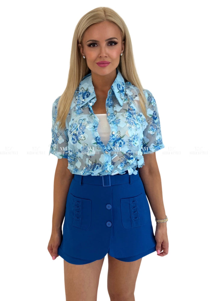 Beatrice Blue Summer Shorts Set Uk 6