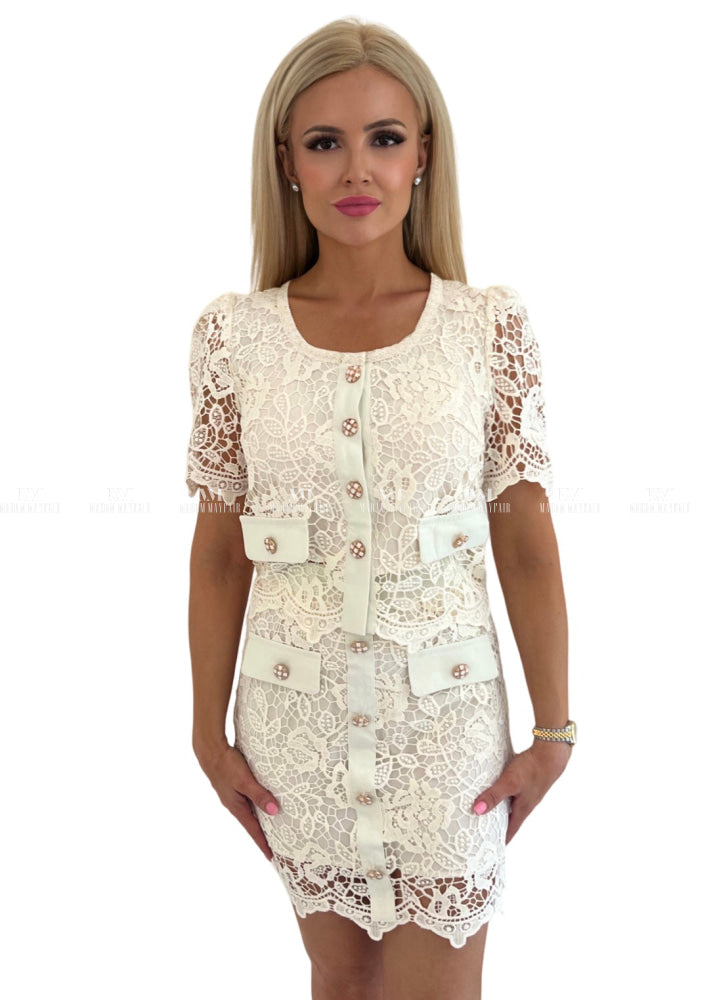 Belinda White Lace Two Piece Uk 6 Co Ords