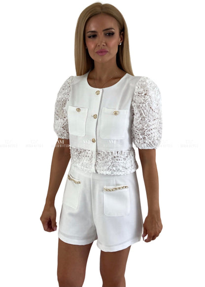 Bethany White Tweed Shorts Set Outfit Sets