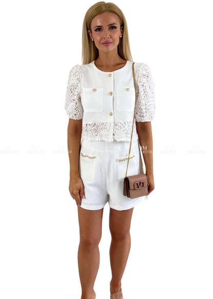 Bethany White Tweed Shorts Set Uk 10 Outfit Sets