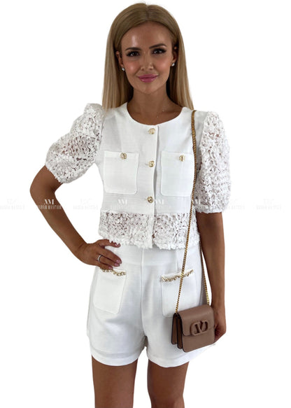 Bethany White Tweed Shorts Set Uk 8 Outfit Sets