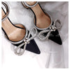 Black Satin Diamante Bow Shoes Uk 37