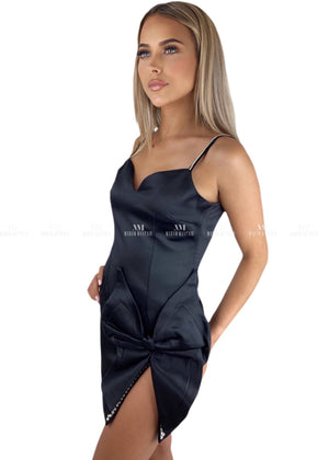 Crystal Satin Bow Dress Dresses