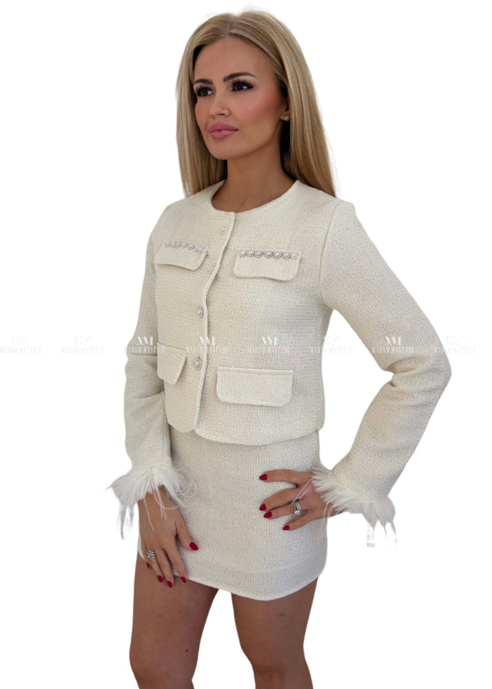 Lara White Sequin Suit