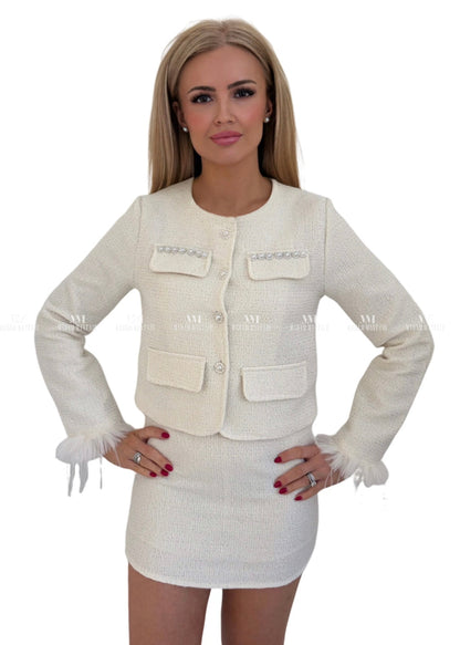Lara White Sequin Suit UK 6