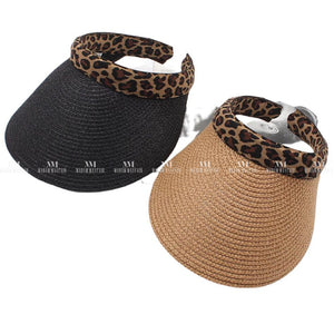 Leopard Print Summer Straw Visor Accessories