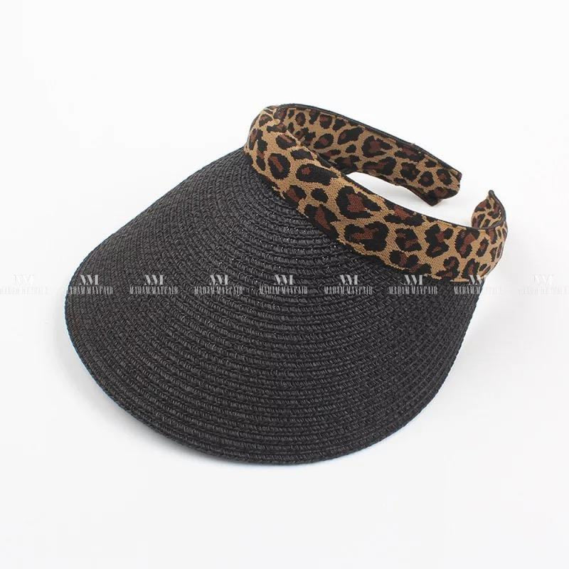 Leopard Print Summer Straw Visor Accessories