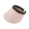 Leopard Print Summer Straw Visor Pink Accessories
