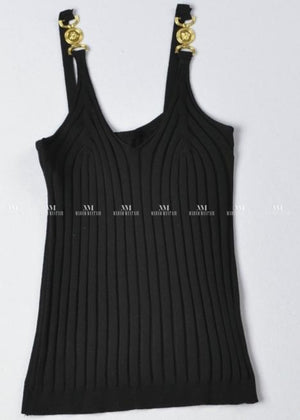 Lizzie Medusa Vest Top Black