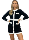 Nigella Monochrome Long Sleeve Bodycon Dress Dresses