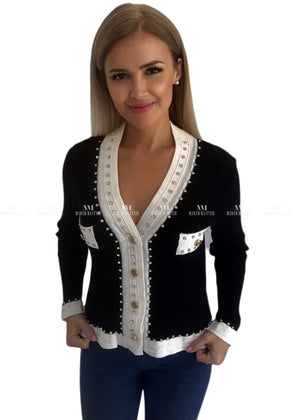 Petra Jewelled Monochrome Cardigan Jumper