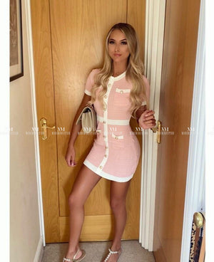 Reanne Knit Bodycon Dress Pink Dresses