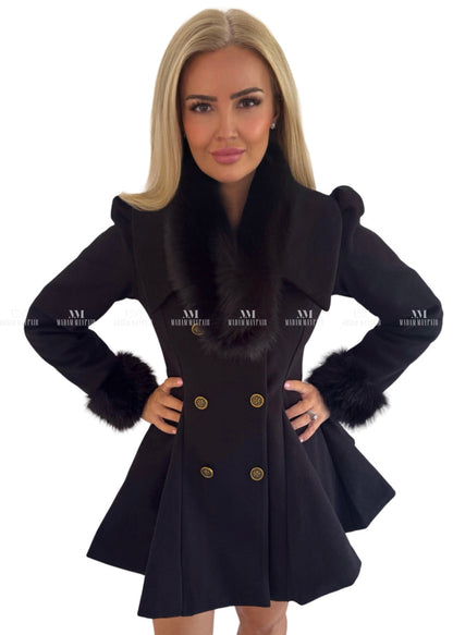 Rhian Black Fur Coat