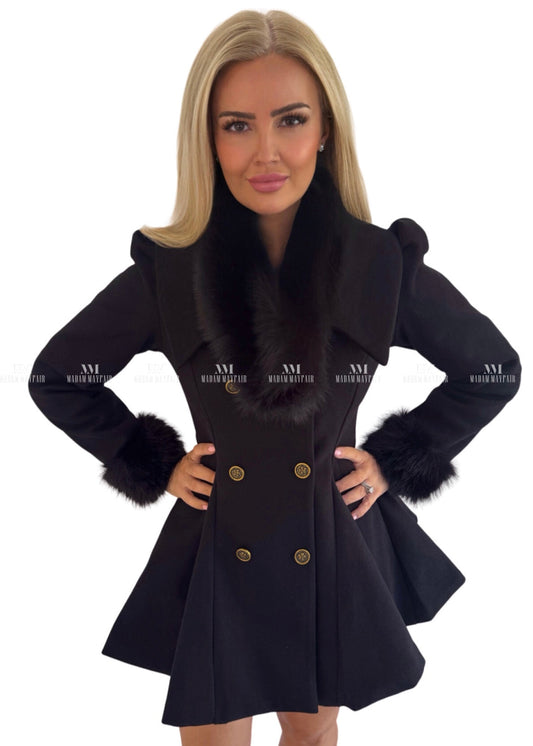 Rhian Black Fur Coat