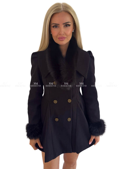 Rhian Black Fur Coat UK 6