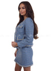 Taylor Jewelled Blue Tweed Suit Jacket