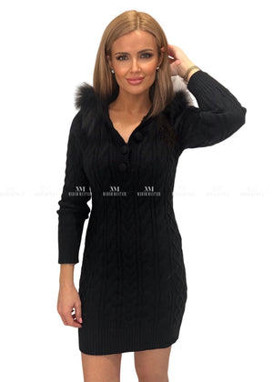 Abbey Black Cable Knit Dress