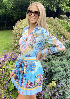 Ariel Scarf Pattern Blouse & Skirt Set