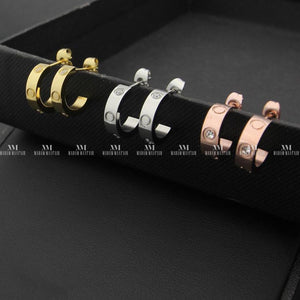 Love Embossed Diamanté Hoop Earrings Accessories Jewellery