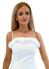 Hilaria White Shimmer Tweed Dress Suit