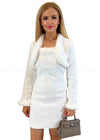 Hilaria White Shimmer Tweed Dress Suit