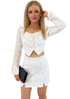 Kitty White Shimmer Tweed Dress Suit
