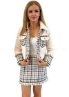 Nicole Ivory Plaid Tweed Suit