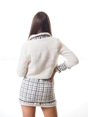 Nicole Ivory Plaid Tweed Suit