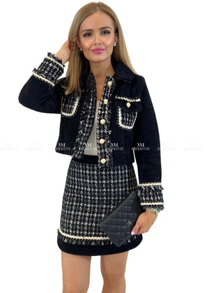 Nicolette Black Plaid Tweed Suit