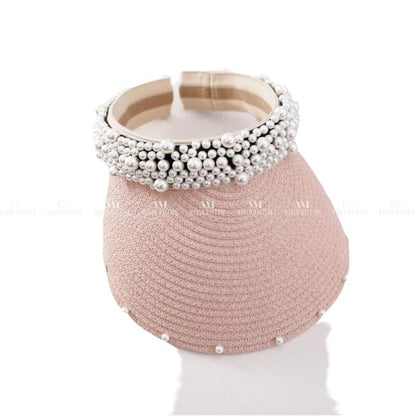 Summer Pearl Straw Visor Pink Accessories